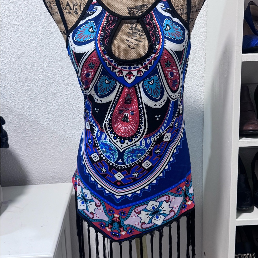 Colorful Bohemian Fringe summer top